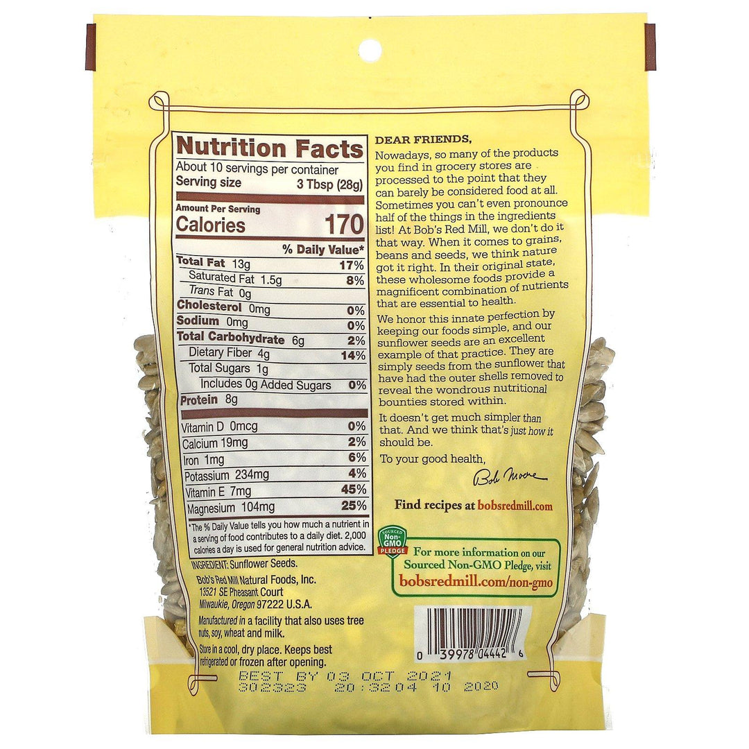 Bob's Red Mill, Shelled Sunflower Seeds, 10 oz (283 g) - HealthCentralUSA