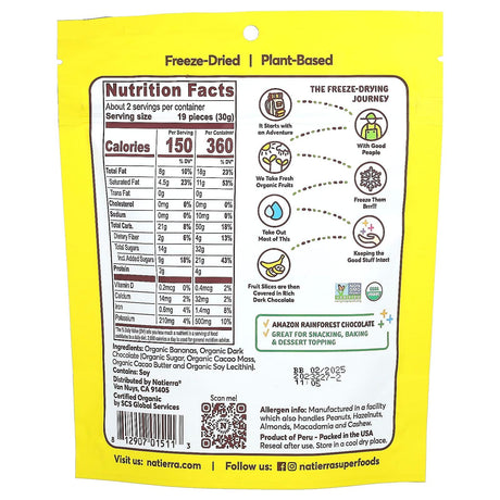 Natierra, Organic Freeze-Dried Chocolate Banana, 2.5 oz (71 g) - Supply Center USA