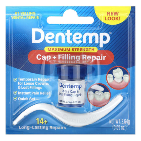 Dentemp, Cap + Filling Repair, Maximum Strength, 0.09 oz (2.64 g) - Supply Center USA