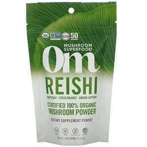 Om Mushrooms, Reishi, Certified 100% Organic Mushroom Powder, 3.5 oz (100 g) - Supply Center USA