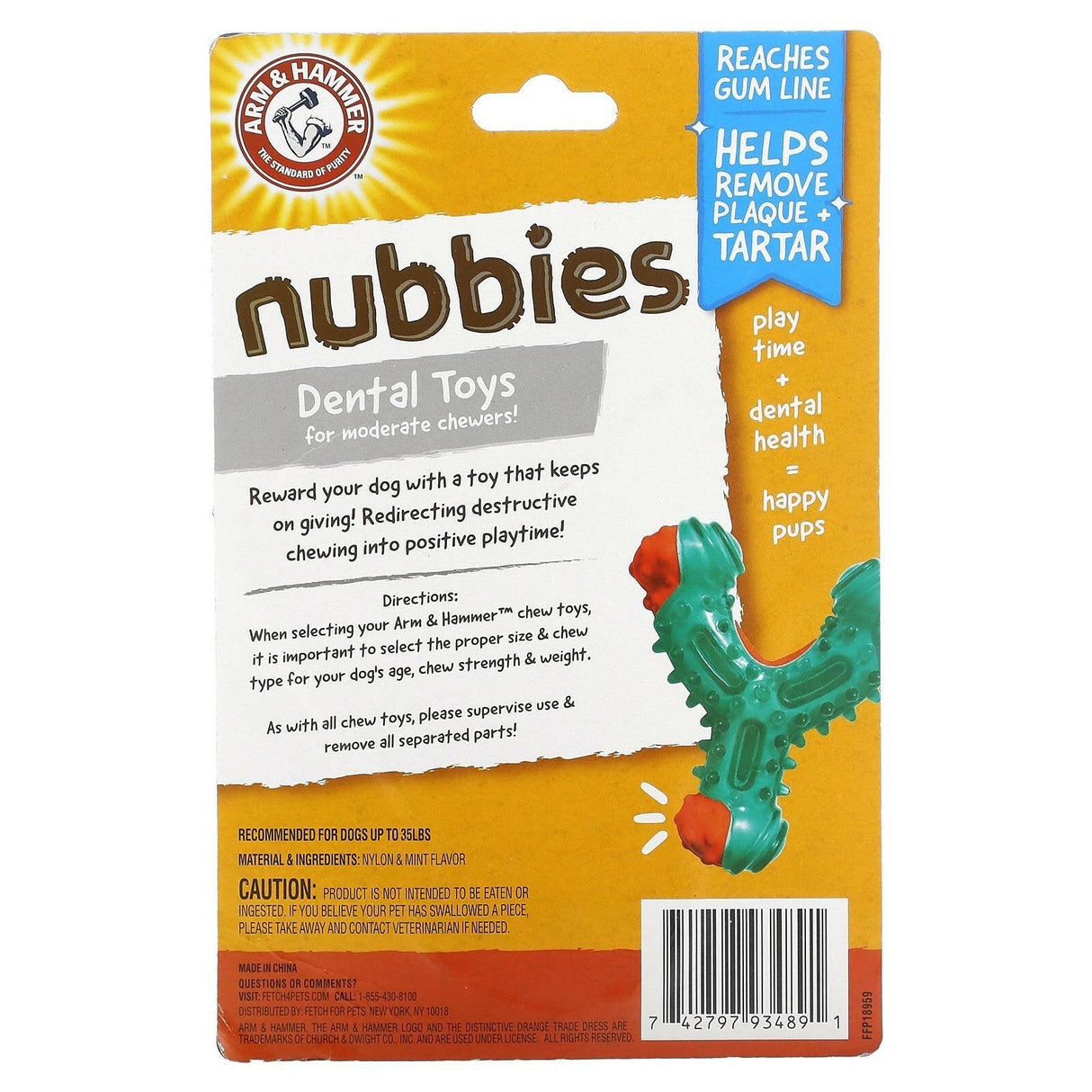 Arm & Hammer, Nubbies, Dental Toys for Moderate Chewers, Wishbone, Chicken, 1 Toy - Supply Center USA