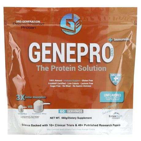 GENEPRO, The Protein Solution + Immunolin, Unflavored, 660 g - Supply Center USA