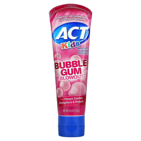 Act, Kids, Anticavity Fluoride Toothpaste, Bubble Gum Blowout, 4.6 oz (130 g) - Supply Center USA