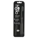 Hello, Aluminum Toothbrush with Replaceable Brush Heads, Soft, Black, 1 Toothbrush and 1 Replaceable Brush Head - Supply Center USA