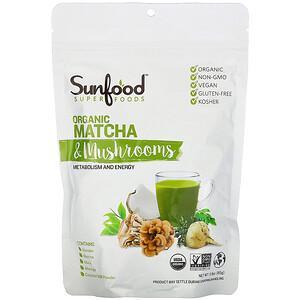 Sunfood, Superfoods, Organic Matcha & Mushrooms, 5.8 oz (165 g) - HealthCentralUSA