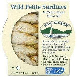 Bar Harbor, Wild Petite Sardines in Extra Virgin Olive Oil, 4.2 oz (120 g) - HealthCentralUSA