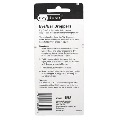 Ezy Dose, Eye/Ear Glass Droppers, 2 Count - Supply Center USA