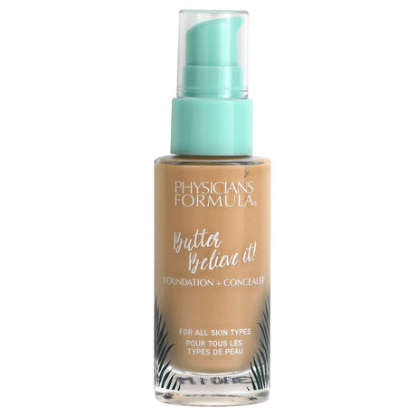 Physicians Formula, Butter Believe It! Foundation + Concealer, Light-To-Medium, 1 fl oz (30 ml) - Supply Center USA