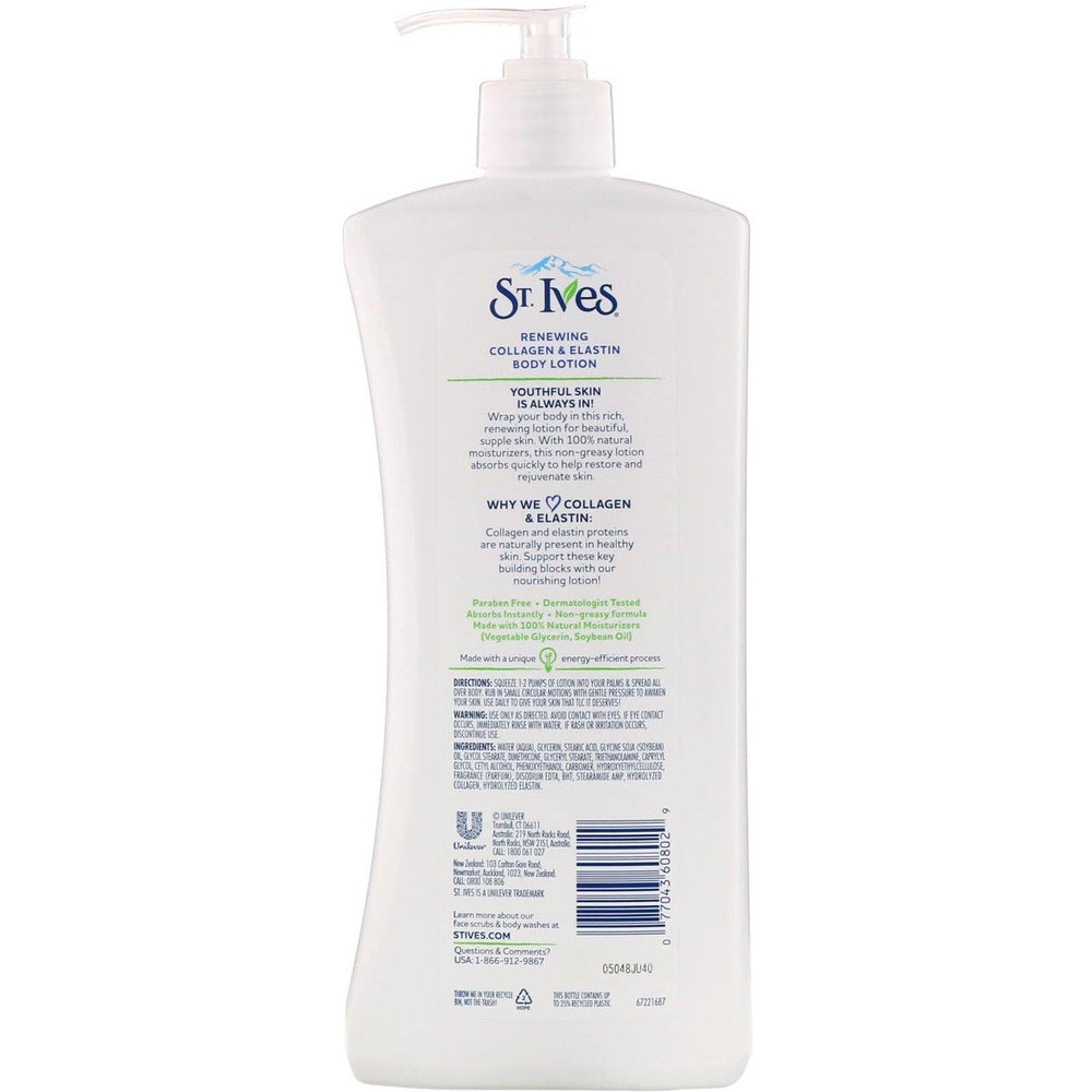 St. Ives, Body Lotion, Renewing, Collagen & Elastin, 21 fl oz (621 ml) - HealthCentralUSA