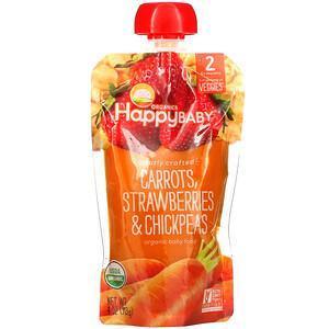 Happy Family Organics, Happy Baby, Organic Baby Food, Stage 2, Carrots, Strawberries & Chickpeas, 4 oz (113 g) - Supply Center USA