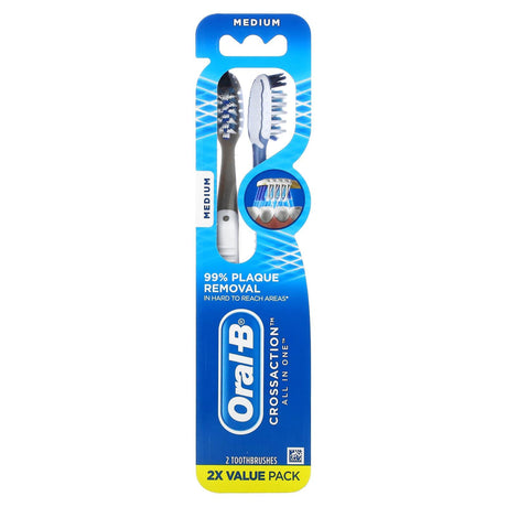 Oral-B, CrossAction All In One Toothbrush, Medium, 2 Pack - Supply Center USA