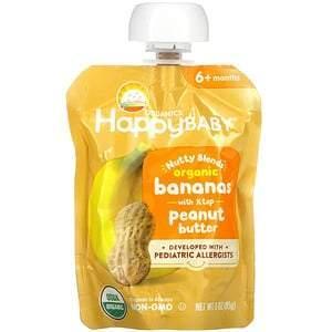 Happy Family Organics, Happy Baby, Nutty Blends, 6+ Months, Organic Bananas with 1/2 tsp Peanut Butter, 3 oz (85 g) - Supply Center USA