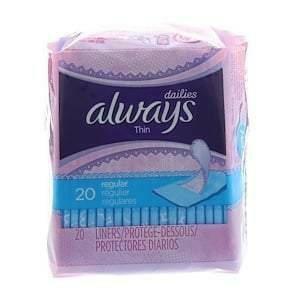 Always, Thin Dailies, Regular, 20 Liners - Supply Center USA