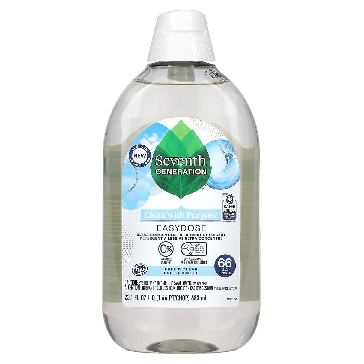 Seventh Generation, Easydose, Ultra Concentrated Laundry Detergent, Free & Clear, 66 Loads, 23.1 fl oz (683 ml) - Supply Center USA