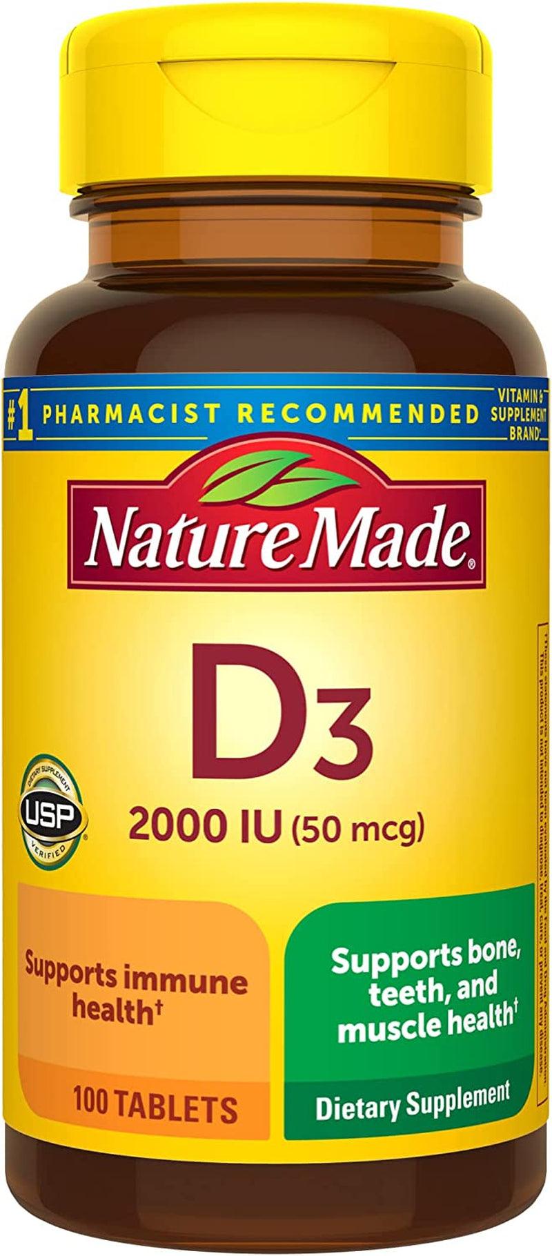 Nature Made Vitamin D3 2000 IU (50 Mcg), Dietary Supplement for Bone, Teeth, Muscle and Immune Health Support, 220 Tablets, 220 Day Supply - Supply Center USA