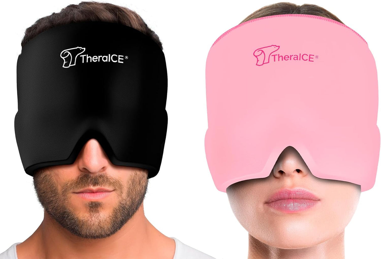 Theraice Migraine Relief Cap, Cooling Gel Hat, Soothing Headache Ice Pack Mask Products, Face Cold Compress Head Wrap for Tension & Stress