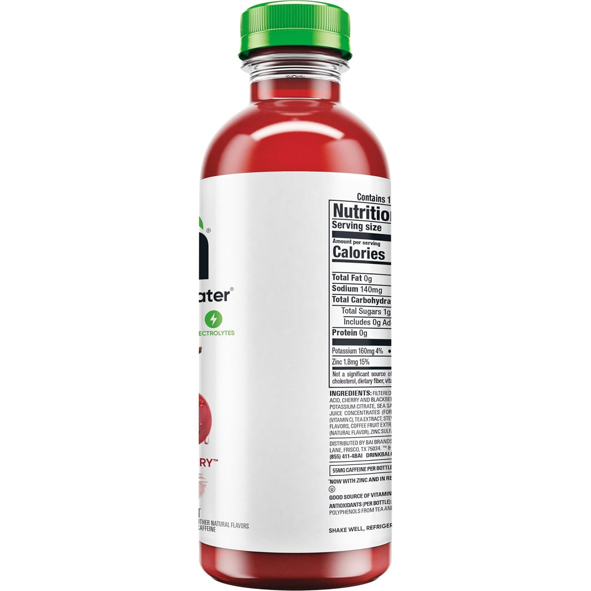 Bai Antioxidant Infused Water Beverage, Zambia Bing Cherry, with Vitamin C and No Artificial Sweeteners, 18 Fluid Ounce Bottle, 12 Pack