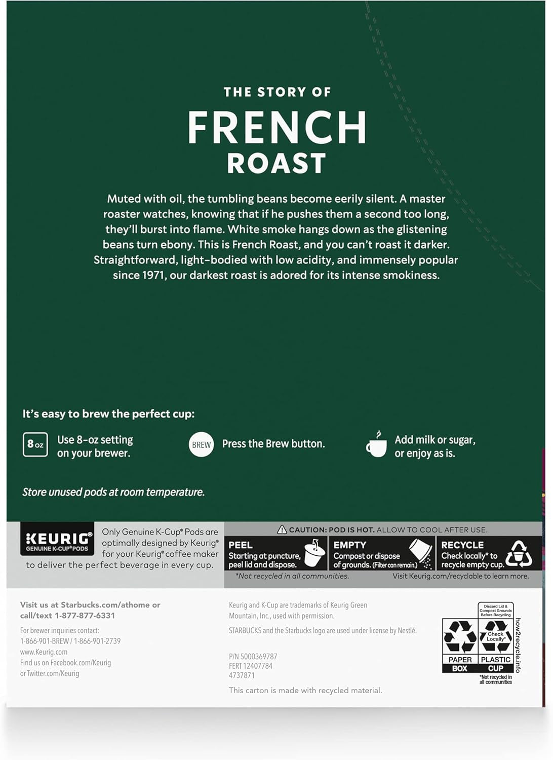 Starbucks K-Cup Coffee Pods, Dark Roast Coffee, French Roast for Keurig Brewers, 100% Arabica, 4 Boxes (96 Pods Total)