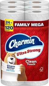 Charmin Toilet Paper Ultra Strong Clean Touch, 18 Family Mega Rolls = 90 Regular Rolls (Packaging May Vary)