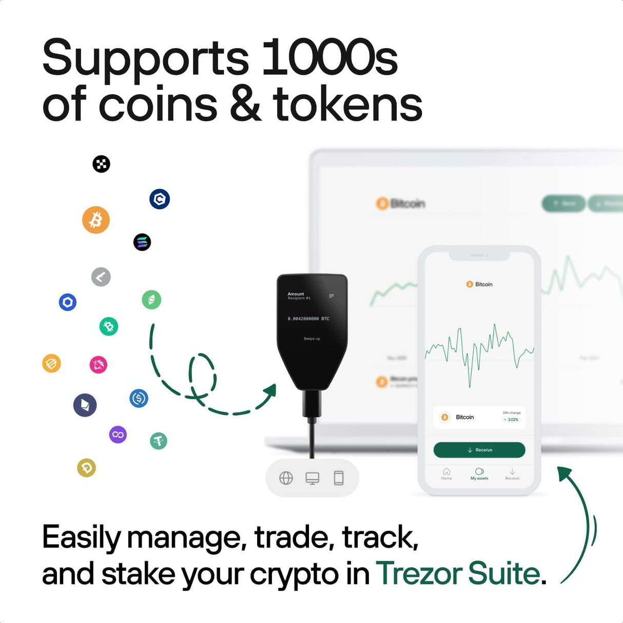 Trezor Safe 5 - Crypto Hardware Wallet with Secure Element & Passphrase, Color Touchscreen and Haptic Feedback, Protect Your Bitcoin and Digital Assets (Black Graphite)