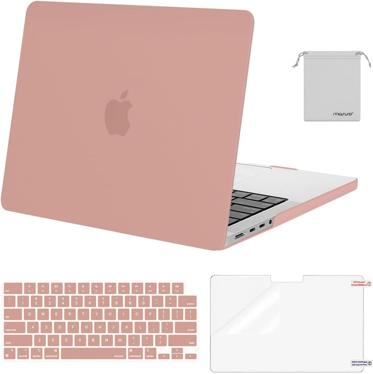 MOSISO Compatible with Macbook Pro 14 Inch Case 2024 2023 2022 2021 M4 M3 M2 M1 Pro Max A3112 A3185 A3401 A2918 A2992 A2779 A2442, Plastic Hard Shell&Keyboard Cover&Screen Film&Pouch, Black