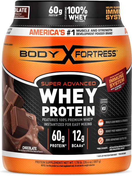 Body Fortress 100% Whey, Premium Protein Powder, Chocolate, 1.78Lbs (Packaging May Vary)