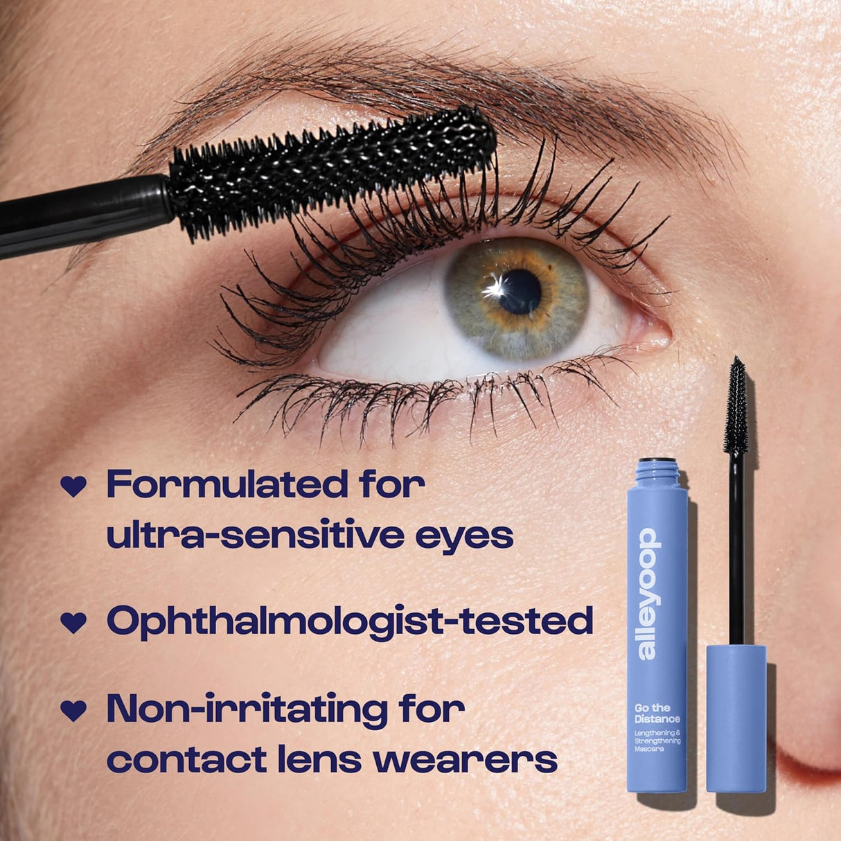 Alleyoop Tubing Mascara Black, Go the Distance - Long-Lasting & Smudge-Proof Mascara with Biotin Supports Lash Repair & Growth - Lengthens & Strengthens Lashes - Vegan & Cruelty-Free (Full, 8Ml)