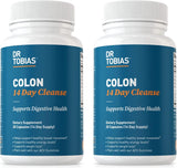 Dr. Tobias Colon 14 Day Cleanse, Advanced Gut Cleanse Detox for Women & Men with Cascara Sagrada, Psyllium Husk, Senna Leaf & Probiotics, Non-Gmo Colon Cleanse, 28 Capsules 1-2 Daily