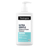 Neutrogena Ultra Gentle Cream-To-Foam Daily Facial Cleanser, Transforms from a Creamy Cleanser to a Foaming Face Wash, Gently Cleanses Sensitive Skin, Fragrance-Free, Hypoallergenic, 8.5 Oz