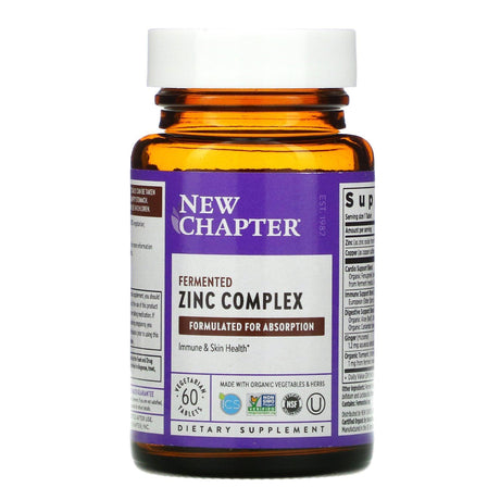 New Chapter, Fermented Zinc Complex, 60 Vegetarian Tablets - Supply Center USA