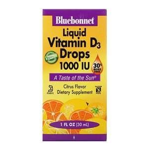 Bluebonnet Nutrition, Liquid Vitamin D3 Drops, Natural Citrus Flavor, 1,000 IU, 1 fl oz (30 ml) - Supply Center USA