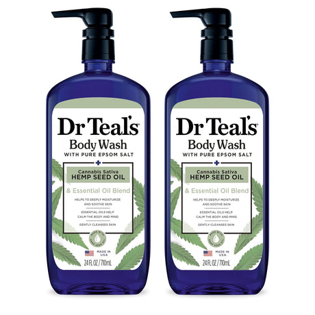 Dr Teal'S Body Wash with Pure Epsom Salt, Cannabis Sativa Hemp Seed Oil, 24 Fl Oz (Pack of 2)