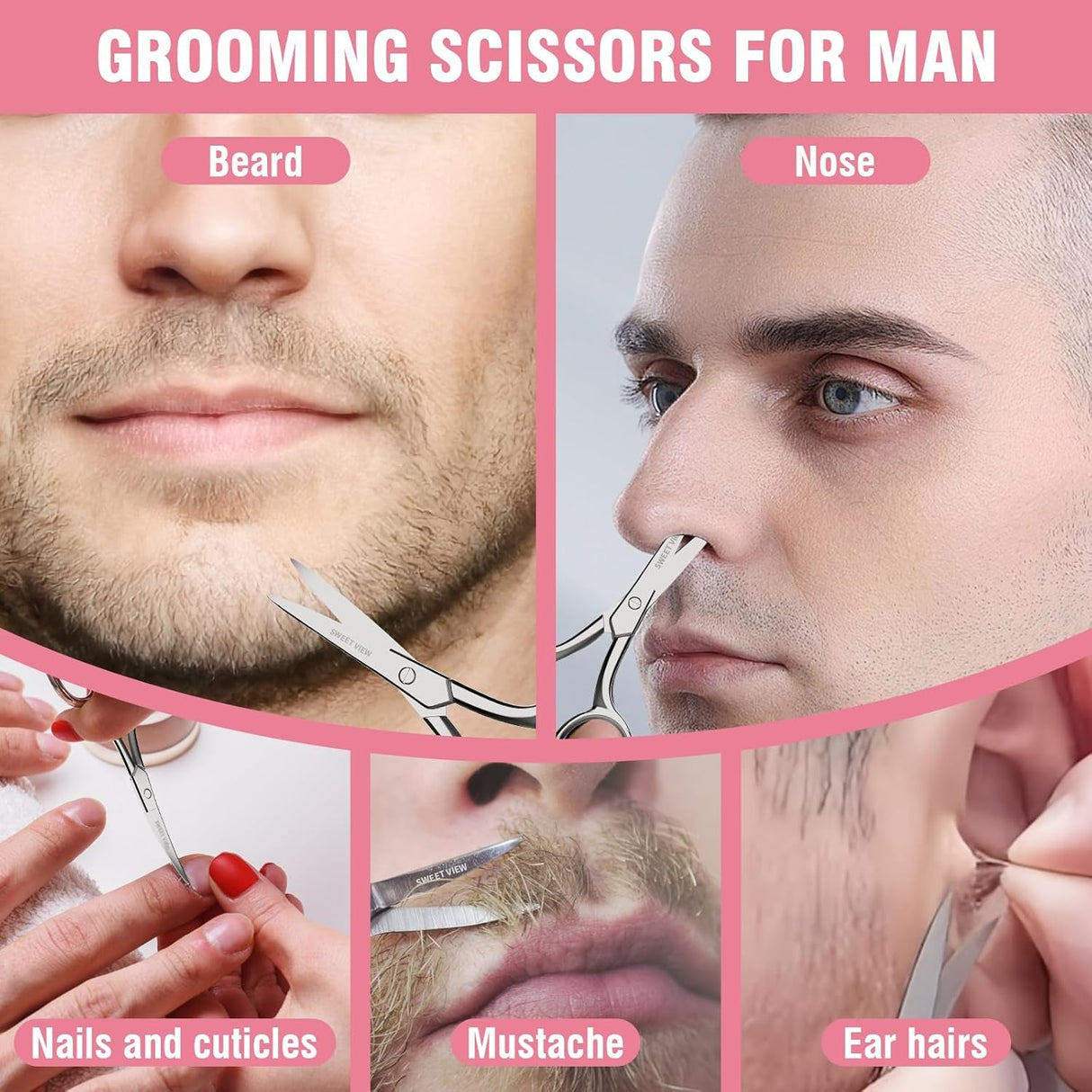Eyebrow Scissors Curved and Rounded Small Grooming Scissors for Man and Woman Trimming Eyebrows, Nose, Mustache, Eyelashes, Ear Hairs, Nails and Cuticles.