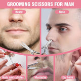 Eyebrow Scissors Curved and Rounded Small Grooming Scissors for Man and Woman Trimming Eyebrows, Nose, Mustache, Eyelashes, Ear Hairs, Nails and Cuticles.