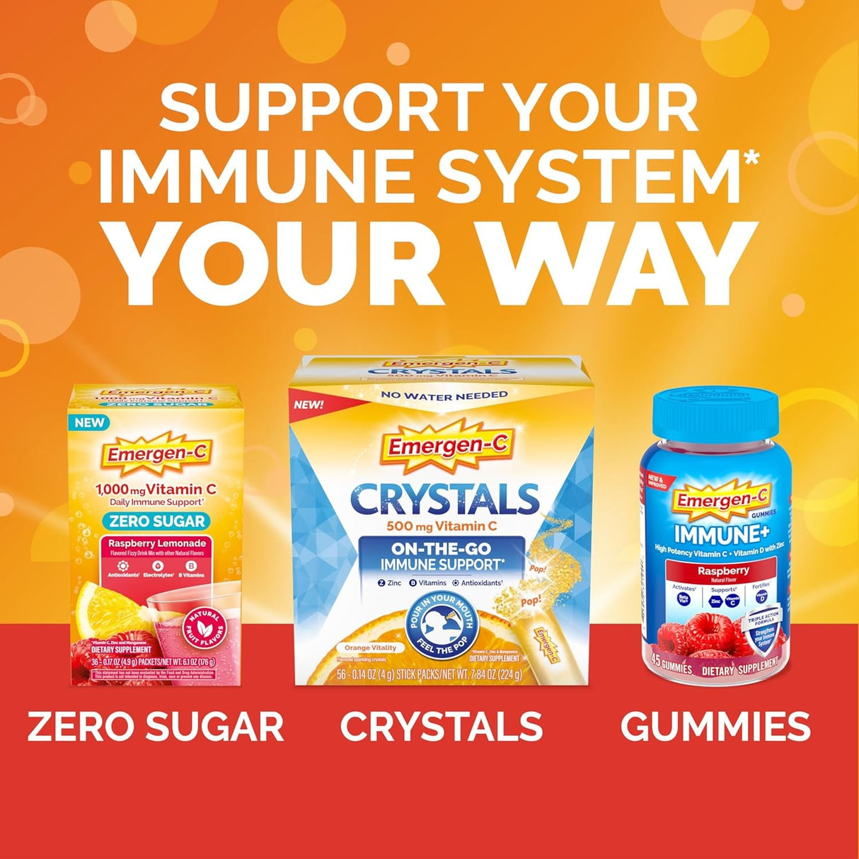 Emergen-C 1000Mg Vitamin C Powder for Daily Immune Support Caffeine Free Vitamin C Supplements with Zinc and Manganese, B Vitamins and Electrolytes, Super Orange Flavor -60 Count(Pack of 1)