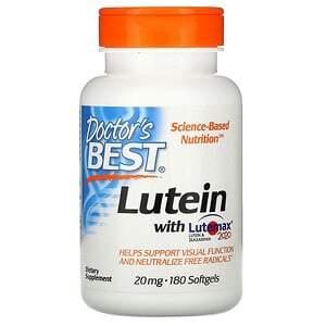 Doctor's Best, Lutein with Lutemax 2020, 20 mg, 180 Softgels - Supply Center USA