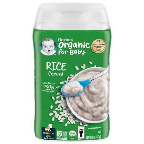 Gerber, Organic for Baby, 1st Foods, Rice Cereal, 8 oz (227 g) - Supply Center USA