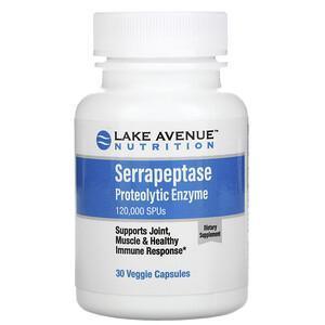 Lake Avenue Nutrition, Serrapeptase, Proteolytic Enzyme, 120,000 SPUs, 30 Veggie Capsules - Supply Center USA