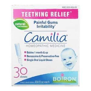 Boiron, Camilia, Teething Relief, 1 Month + , 30 Doses, 0.034 fl oz (1 ml) Each - Supply Center USA