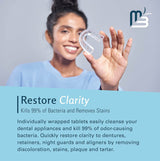 M3 Naturals Retainer Cleaner Tablets Invisalign Cleaner FSA HSA Approved Remove Odors Discoloration Stains and Plaque 4 Month Supply Denture Cleansers Retainers Mouth Guards Denture Bath Mint