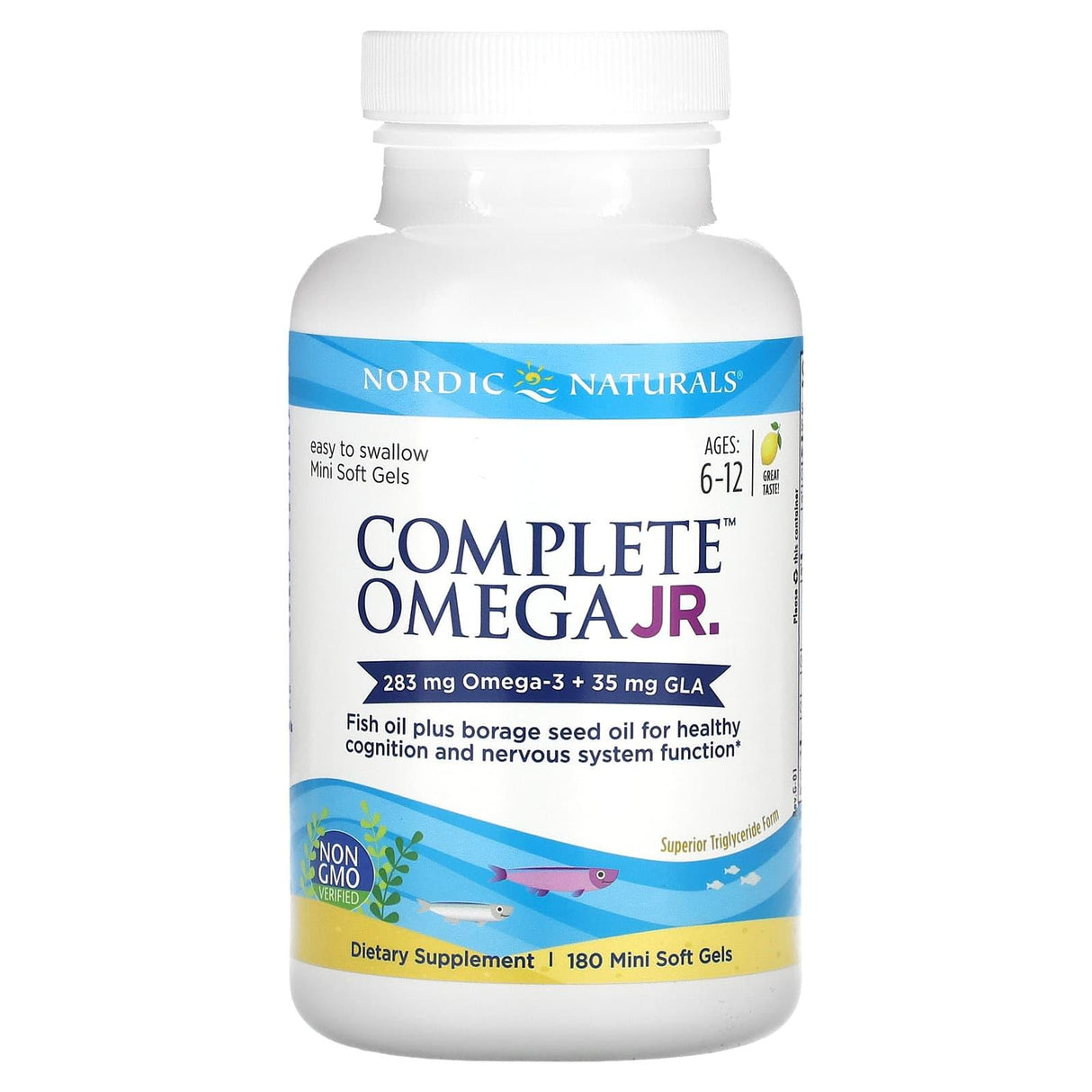 Nordic Naturals, Complete Omega Junior, Ages 6-12, Lemon, 180 Mini Soft Gels - Supply Center USA