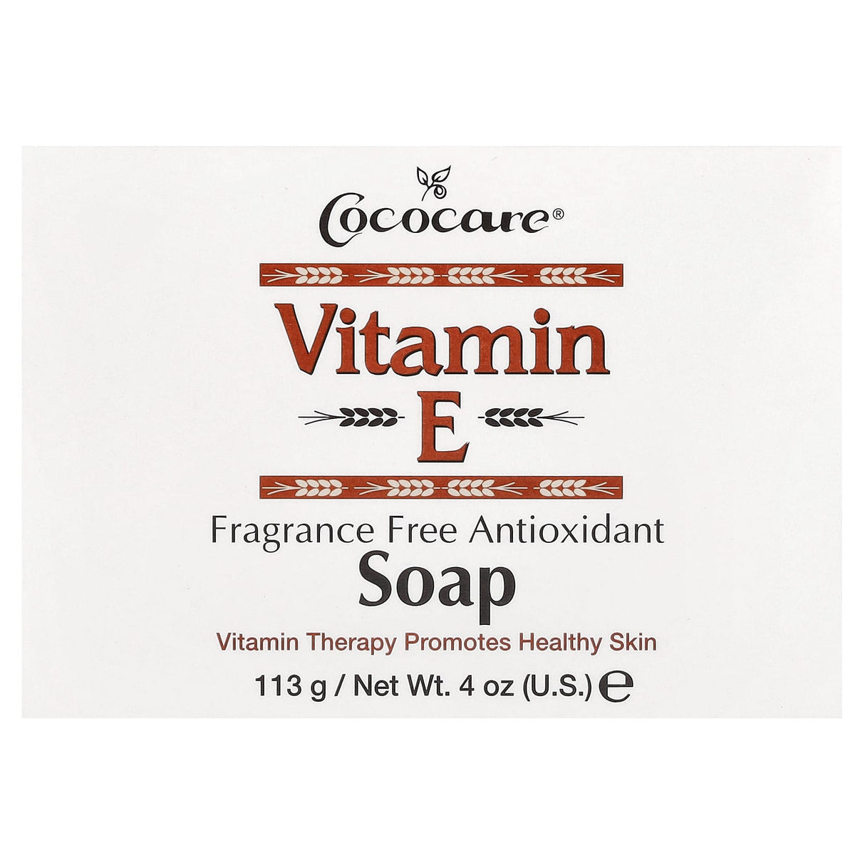 Cococare, Vitamin E Soap, Fragrance Free Antioxidant, 4 oz (113 g)