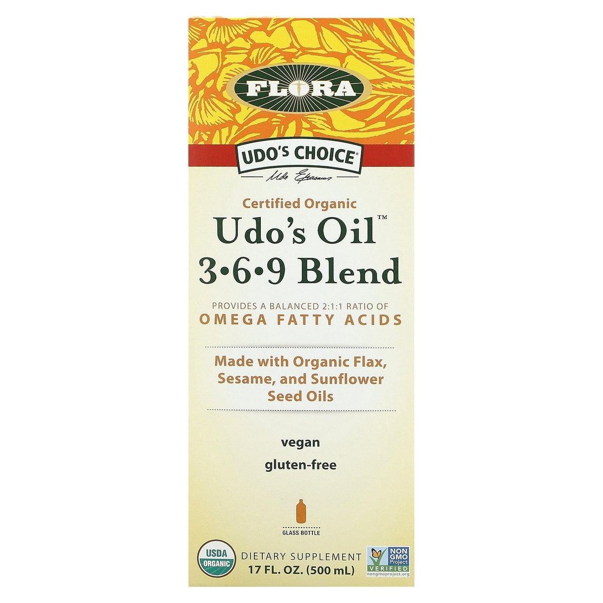 Flora, Udo's Oil 3-6-9 Blend, 17 fl oz (500 ml) - Supply Center USA