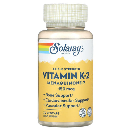 Solaray, Triple Strength Vitamin K-2 Menaquinone-7, 150 mcg, 30 VegCaps - Supply Center USA