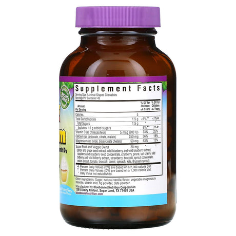 Bluebonnet Nutrition, Rainforest Animalz, Calcium Magnesium & Vitamin D3, Natural Vanilla Frosting, 90 Chewables - Supply Center USA