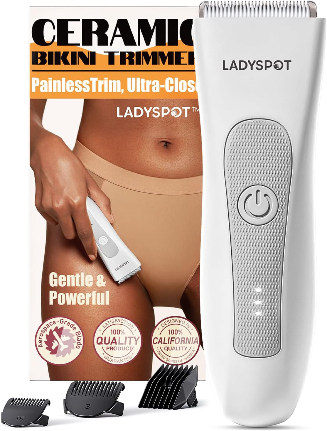 MANSPOT Manscape Groin & Body Hair Trimmer for Men, Electric Ball Trimmer Pubic Trimmer Shaver,Manscape Kit with 4 Guard,Replaceable Ceramic Blade Heads,Waterproof Wet/Dry Shaver,90 Minutes Shaving