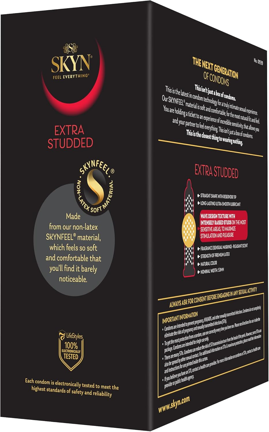 SKYN Extra Studded – 22 Count – Lubricated Latex-Free Condoms – Unique Texture Intensifies Every Moment​