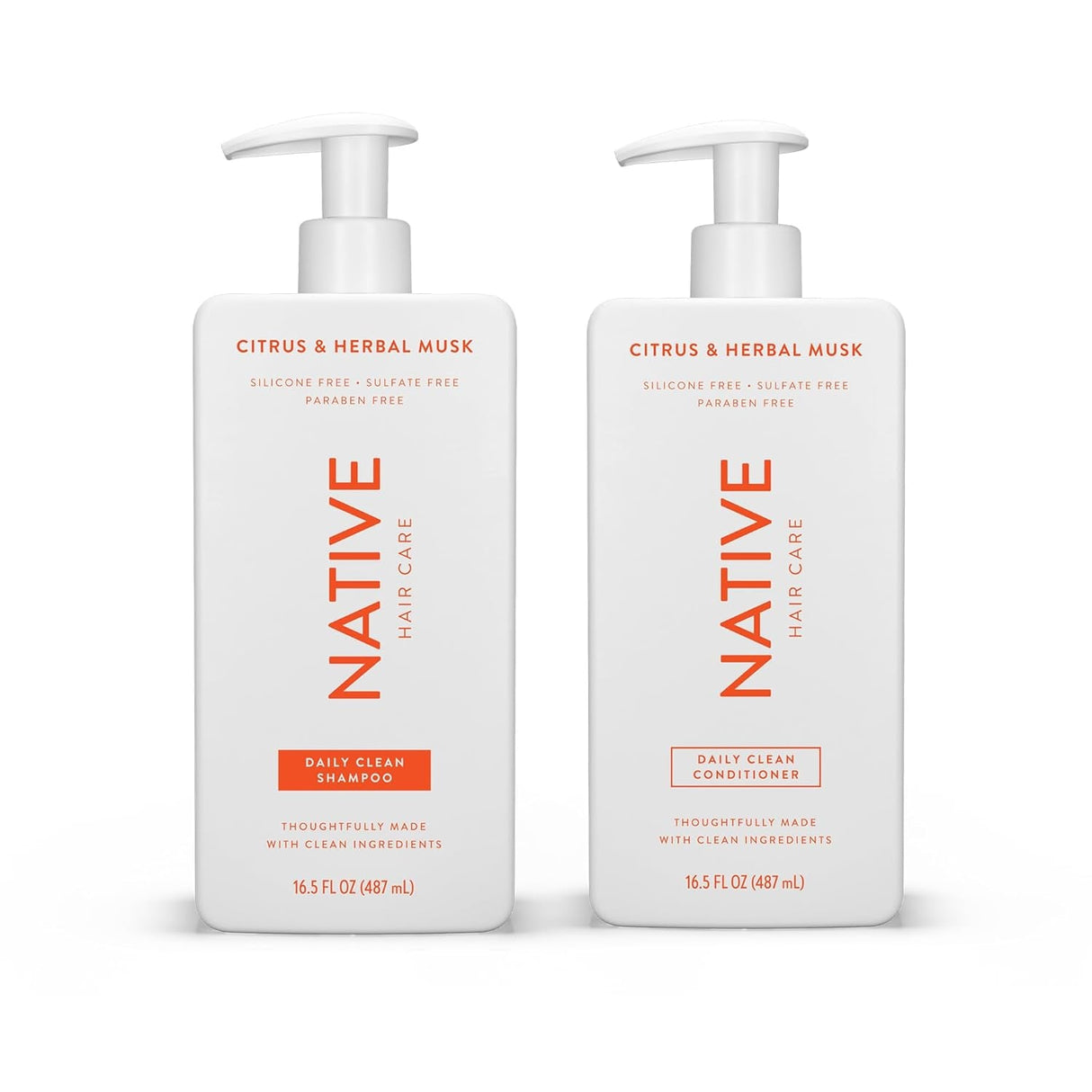 Native Shampoo and Conditioner Contain Naturally Derived Ingredients| All Hair Type Color & Treated, Fine to Dry Damaged, Sulfate & Dye Free - Almond & Shea Butter, 16.5 Fl Oz Each (2 Pack)