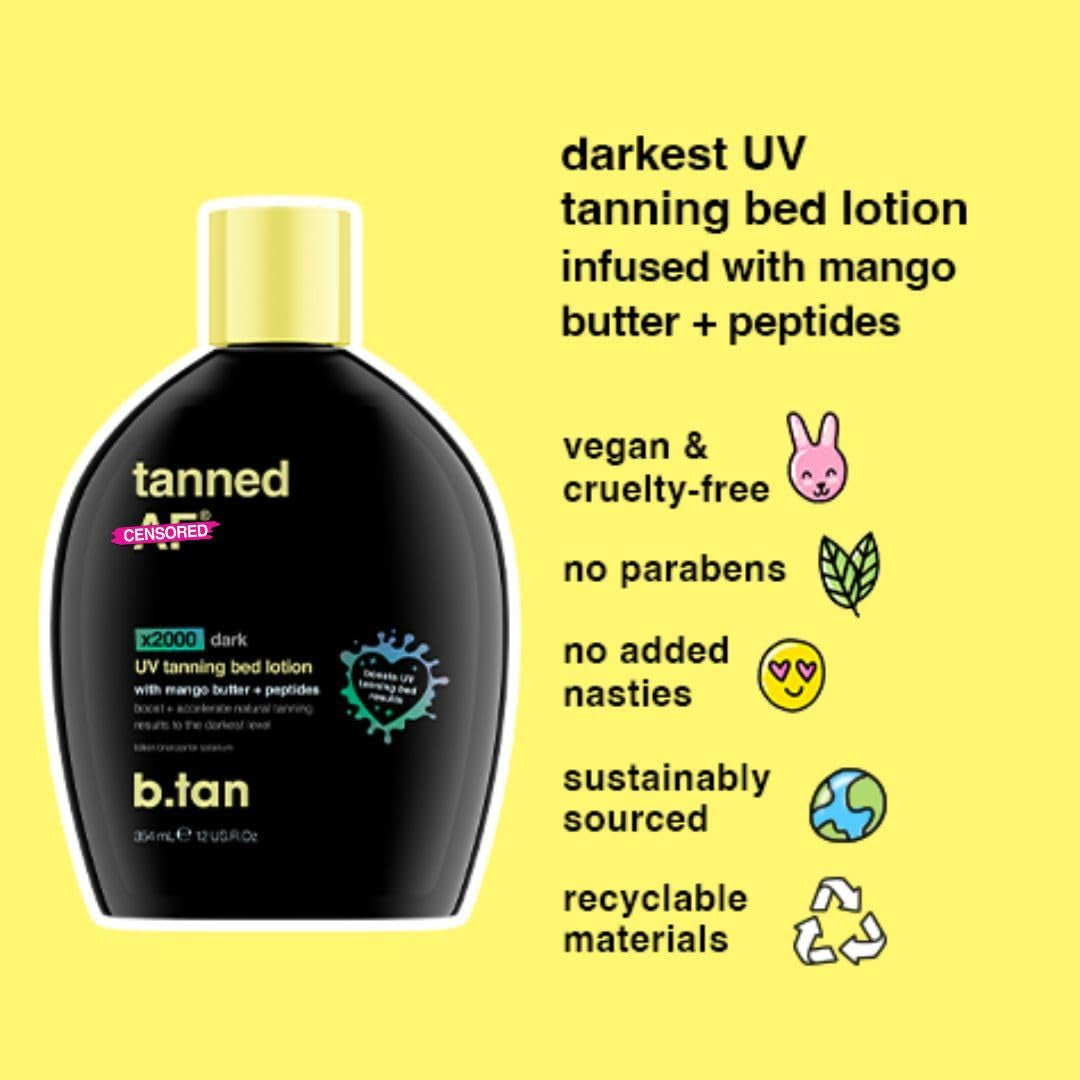B.Tan UV Tanning Bed Lotion | Darkest Tanning Lotion - Indoor Outdoor Tan Bronzer Accelerator, Best Browning Lotion, 12 Fl Oz