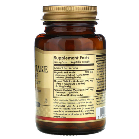 Solgar, Reishi Shiitake Maitake Mushroom Extract, 50 Vegetable Capsules - Supply Center USA